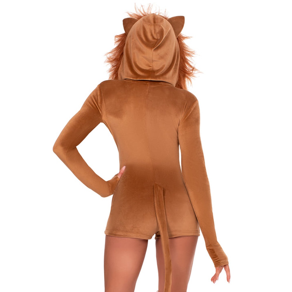 Leg Avenue - Comfy Lion UltraSoft Velvet Romper Costume - Marron